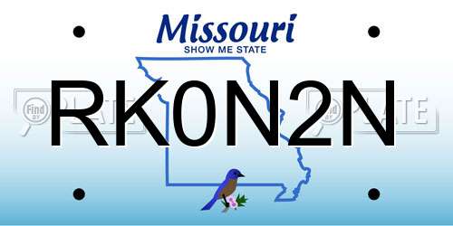 RK0N2N Missouri License Plate