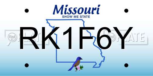 RK1F6Y Missouri License Plate