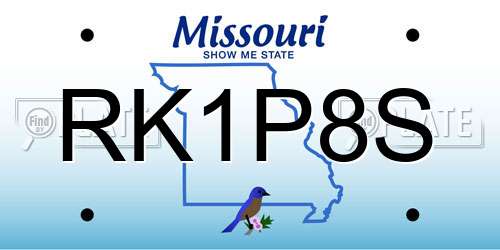 RK1P8S Missouri License Plate