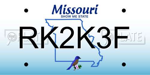 RK2K3F Missouri License Plate