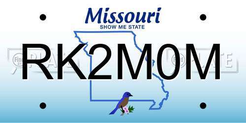 RK2M0M Missouri License Plate