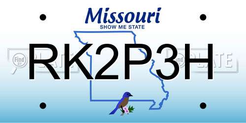 RK2P3H Missouri License Plate