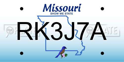 RK3J7A Missouri License Plate