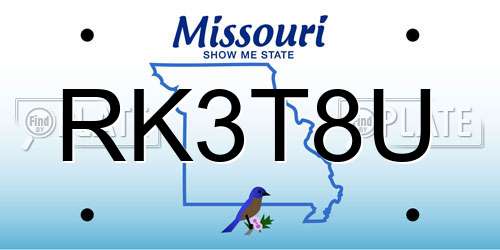 RK3T8U Missouri License Plate