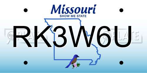 RK3W6U Missouri License Plate