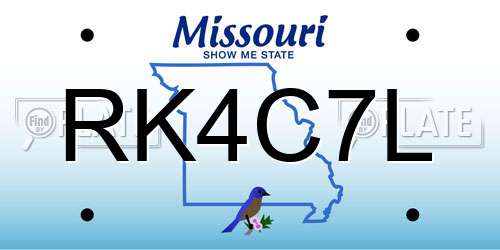 RK4C7L Missouri License Plate
