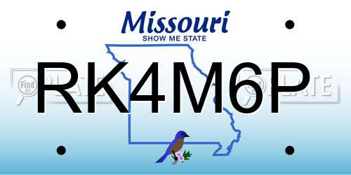 RK4M6P Missouri License Plate