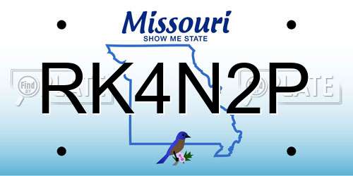 RK4N2P Missouri License Plate