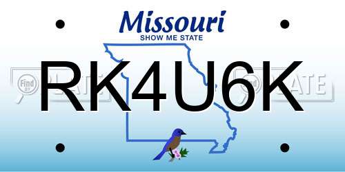 RK4U6K Missouri License Plate