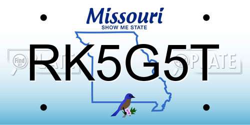 RK5G5T Missouri License Plate