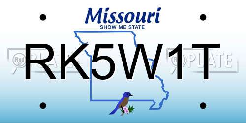 RK5W1T Missouri License Plate