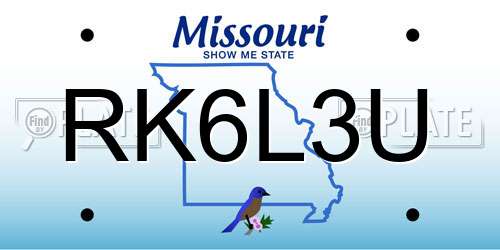 RK6L3U Missouri License Plate