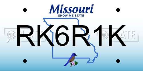 RK6R1K Missouri License Plate