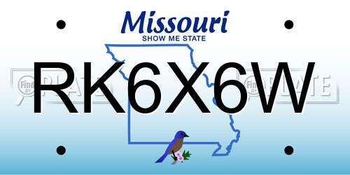 RK6X6W Missouri License Plate