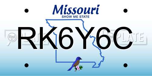RK6Y6C Missouri License Plate