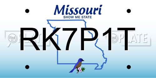 RK7P1T Missouri License Plate