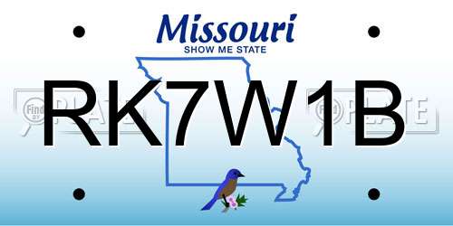 RK7W1B Missouri License Plate