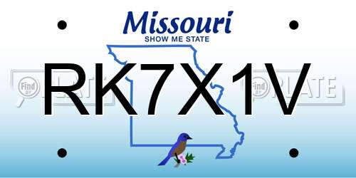 RK7X1V Missouri License Plate