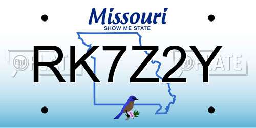 RK7Z2Y Missouri License Plate