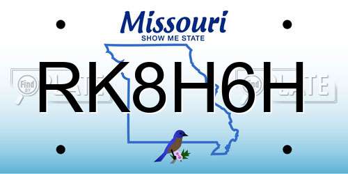 RK8H6H Missouri License Plate
