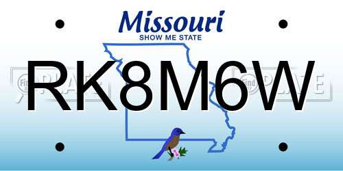 RK8M6W Missouri License Plate