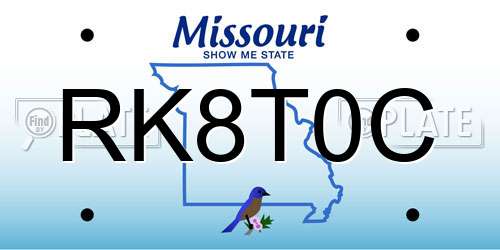 RK8T0C Missouri License Plate