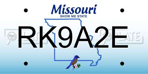 RK9A2E Missouri License Plate
