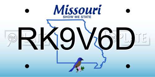 RK9V6D Missouri License Plate