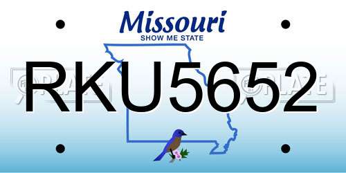 RKU5652 Missouri License Plate
