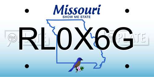 RL0X6G Missouri License Plate