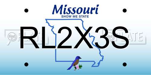 RL2X3S Missouri License Plate