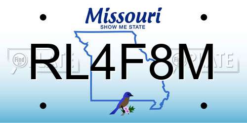 RL4F8M Missouri License Plate