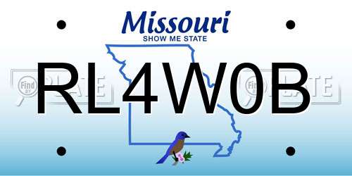 RL4W0B Missouri License Plate