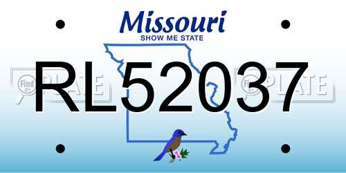 RL52037 Missouri License Plate