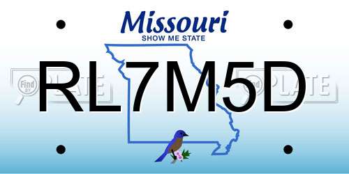 RL7M5D Missouri License Plate