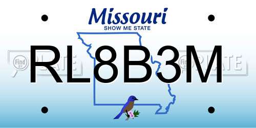 RL8B3M Missouri License Plate