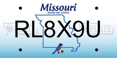 RL8X9U Missouri License Plate