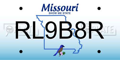 RL9B8R Missouri License Plate