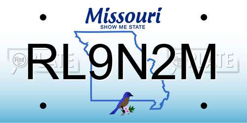 RL9N2M Missouri License Plate