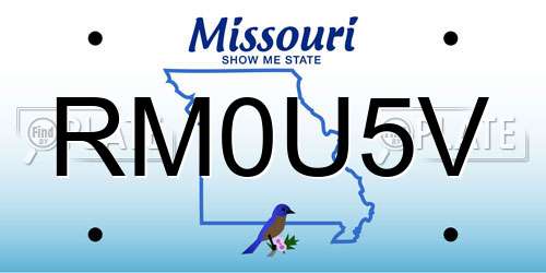 RM0U5V Missouri License Plate