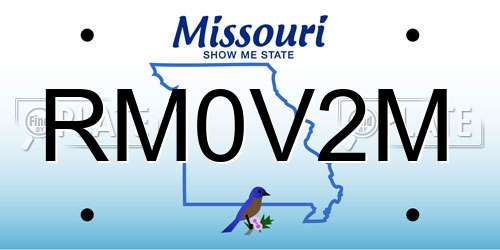 RM0V2M Missouri License Plate