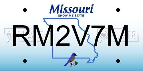 RM2V7M Missouri License Plate