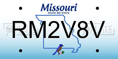 RM2V8V Missouri License Plate