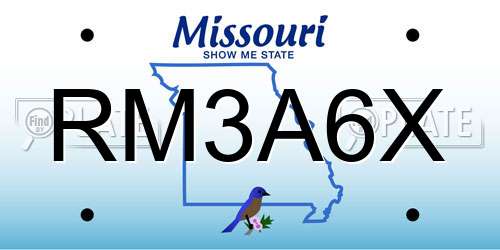 RM3A6X Missouri License Plate