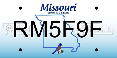 RM5F9F Missouri License Plate