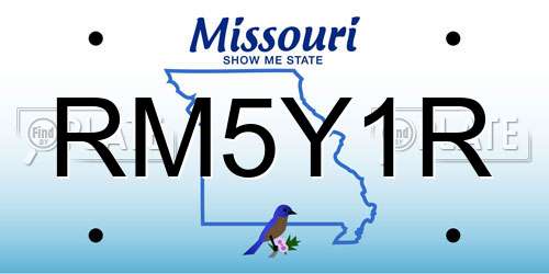 RM5Y1R Missouri License Plate