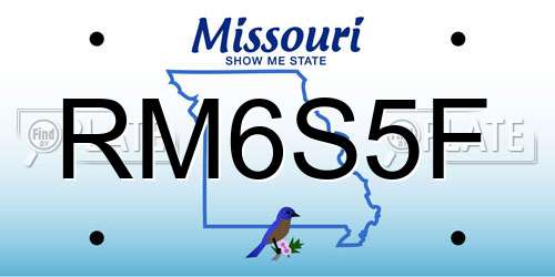 RM6S5F Missouri License Plate