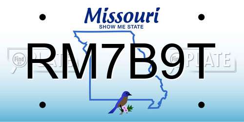 RM7B9T Missouri License Plate