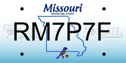 RM7P7F Missouri License Plate