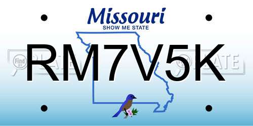 RM7V5K Missouri License Plate